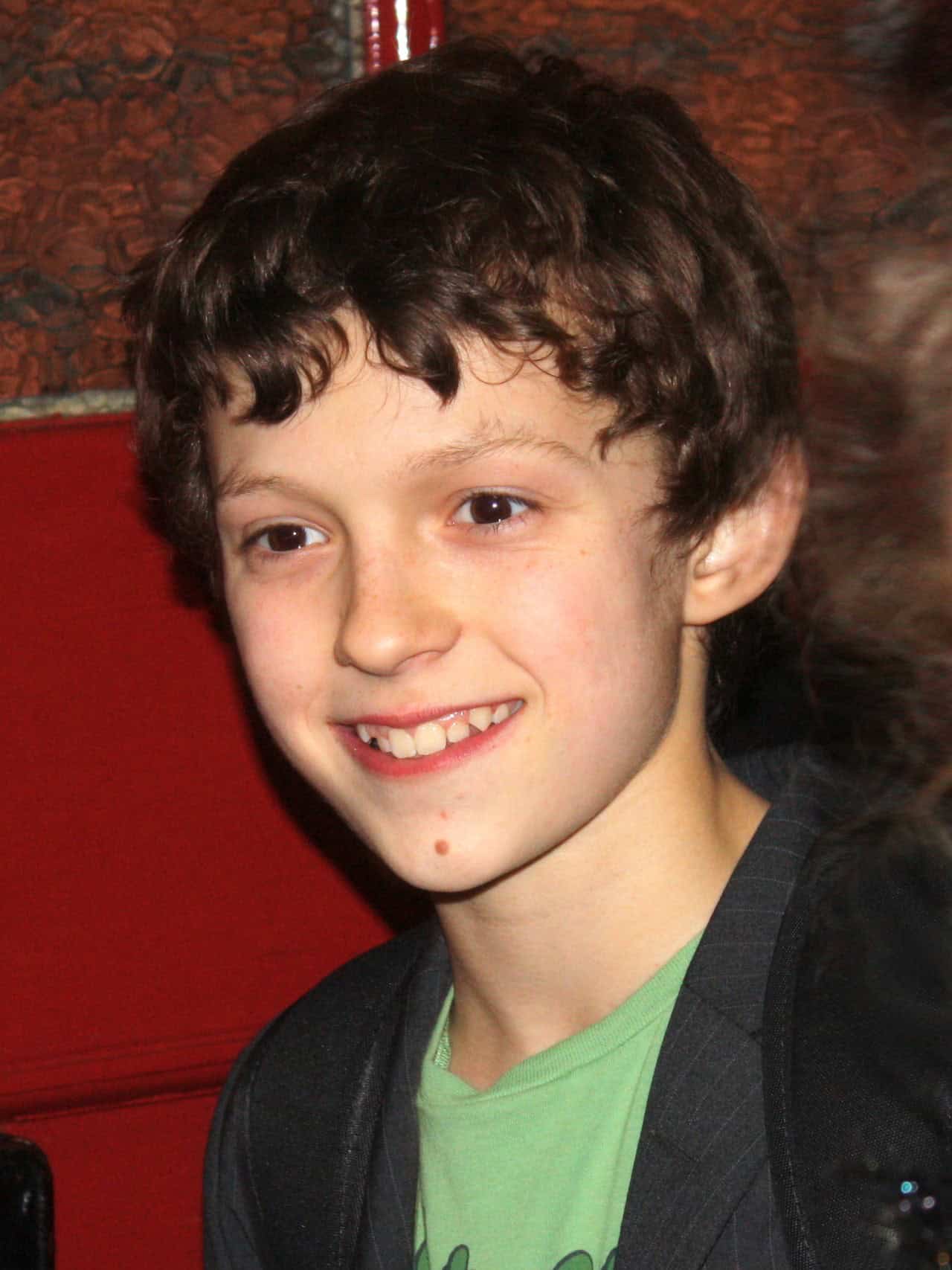 Tom Holland eaving Londons Victoria Palace Theatre after the 5th Birthday performance of Billy Elliot the Musical